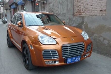 A Dog peed on a Porsche Cayenne TechArt Magnum in China