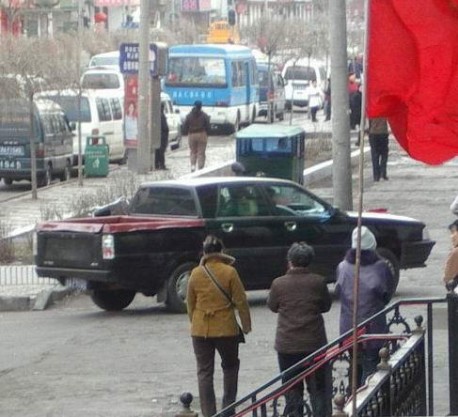 Hongqi Audibased pickup truck China A black example on the road