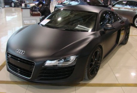 A mighty Audi R8 V10 in matteblack offered for sale at a dealer right here 