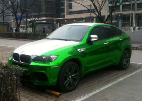 BMW X6M in silver and limegreen Late afternoon on Saturday here in Beijing