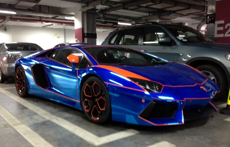 Another Shot at the the shiny blue & orange Lamborghini ...