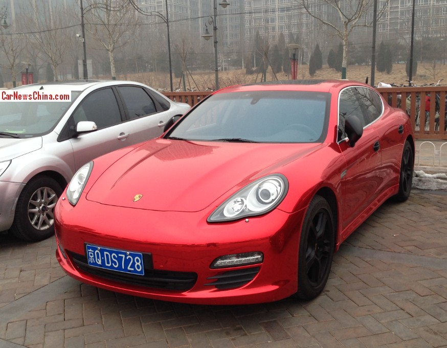 Porsche Panamera is shiny red in China