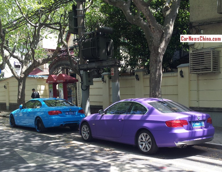 BMW 3Series Coupes are matte purple &amp; baby blue in China