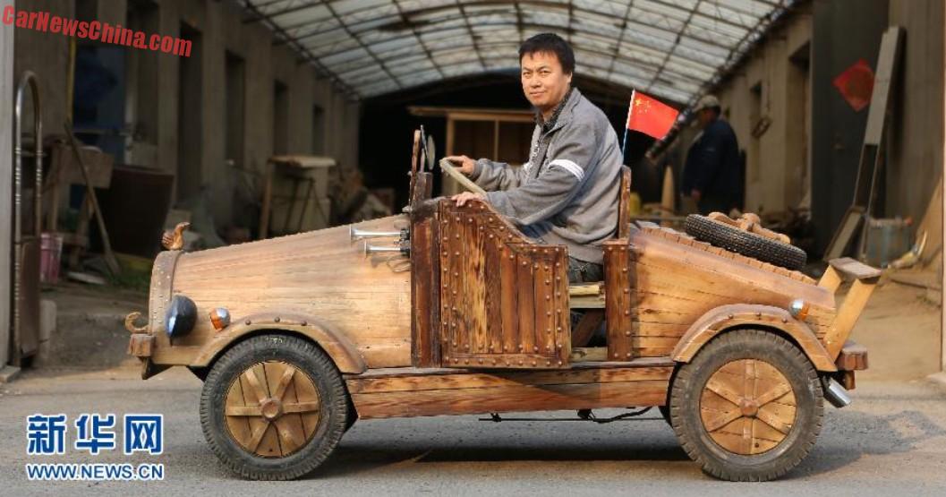 Chinese Man Builds Electric Car Out Of Wood Carnewschina Wooden Car China Shenyang 4